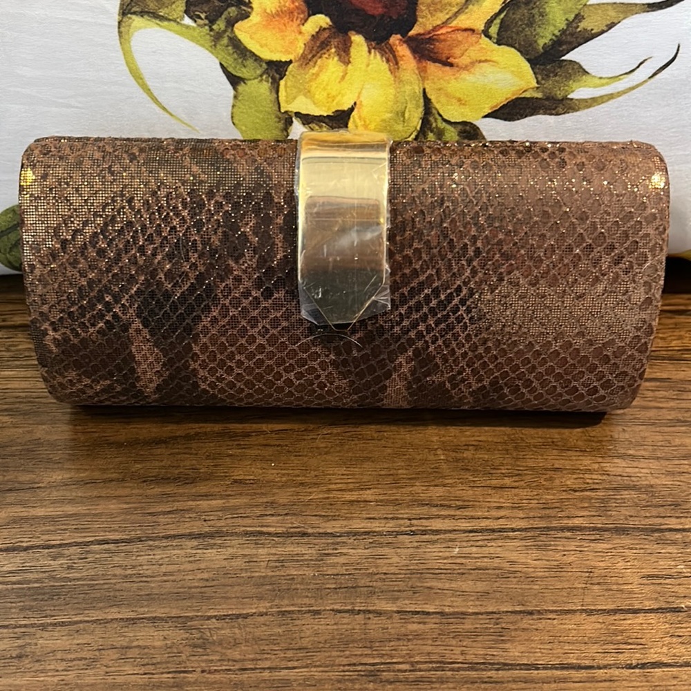 Banana Republic Leather/Animal Print Clutch NWT